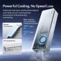 Ulanzi DT580 80 Gbps M.2 NVMe SSD korpusas su išplėstine aušinimo sistema, turintis dviejų lygių išmanųjį ventiliatorių, šilumos padą ir aušinimo pelekus greitai duomenų perdavimui