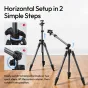 Ulanzi TT59 trikojis su 180° sukamu centrinio stulpeliu horizontaliu režimu, rodantis paprastą dviejų žingsnių konfigūraciją viršūninėms nuotraukoms ir vaizdo įrašams