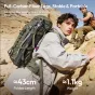 Ulanzi TZ01 anglies pluošto 2-in-1 fotostatyvas su išskleistomis kojomis, demonstruojantis lengvą dizainą ir stabilumą lauko fotografijai ir vaizdo filmavimui