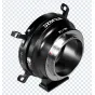 DZO Optics Octopus Adapter II (PL-RF) objektyvo tvirtinimo adapteris Canon RF kameroms, su sidabriniu PL-montavimo interfeisu, šimų dėžute ir T6 atsuktuvo tvirtinimu juodo metalo apdailoje.