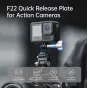 FALCAM F22 greito atlaisvinimo plokštė GoPro HERO12/13 veiksmų kameroms, juodas aliuminio adapteris su 1/4-20 sriegio montavimo galimybe