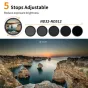 K&F Concept 82mm Nano-X keičiamojo ND filtrų komplektas su 5 reguliuojamais žingsniais ND32-ND512, demonstruojantis optinį aiškumą ir ilgos ekspozicijos fotografijos potencialą.