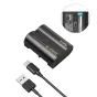 SmallRig USB-C kamerų baterija Nikon EN-EL15c modeliui, talpinanti 2600 mAh, su įmontuotu USB-C įkrovimo prievadu ir USB-A į USB-C kabeliu.