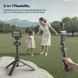 Ulanzi MT90 2-i-1 selfie lazdelė ir statyvas su Cka greito paleidimo tvirtinimu, išskleista iki 62 cm, su telefonu lauko nuotraukoms ir vaizdo įrašams
