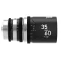 Blazar Sentinel 35-60mm T2.2-T2.8 1.33X anamorfinis kinematografinis zoom objektyvas su L-Mount prijungimu, rodomas šoninis vaizdas su 77 mm filtrų siūle ir 16 plunksnų diafragma