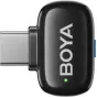 Boya mini 2-01 bevilnio mikrofonų siųstuvas su Lightning/USB-C jungtimi, kompaktiškas dizainas, žalias LED indikatorius, idealus paslėptai mobiliajai įrašymui