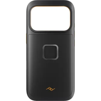 Peak Design GNAR iPhone 17 Pro dėklas - tvirtas juodos polikarbonato telefonų dėklas su TPU buferiu, deimantine tekstūra ir nuimamu USB-C kištuku, skirtu lauko apsaugai