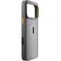 Peak Design Gnar iPhone 17 Pro Max apvalkalas - tvirtas juodos polikarbonato apvalkalas su deimantine tekstūra, aliumininiais mygtukais ir USB-C jungties apsauga