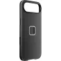 Peak Design iPhone 17 Air Everyday Fabric apvalkalas - juodoje spalvoje matomas užpakalinis vaizdas su tekstūruota audinio paviršiumi ir išpjovomis kamerai bei pirštų atspaudų jutikliui