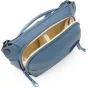 Peak Design Everyday Sling V2 3L vandenyno mėlynos spalvos krepšys atviras vidinės dalies vaizdas su paminkštintais skyreliais ir elastinėmis skirstyklėmis organizuotam daiktų laikymui