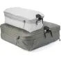 Peak Design Packing Cube Medium baltos ir pilkos spalvos su UltraZips užraktėmis, dvigubais skyriumis ir suspaudimo užraktėmis, idealus kelionių organizavimui