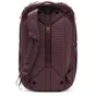 Peak Design Travel Backpack 45L eclipse spalvos, priekinis vaizdas su išplečiamais skyrių ir tvirtu 400D perdirbto nailono apdaila.