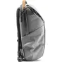 Peak Design Everyday Backpack V2 20L pilko pelenų spalvos šoninis vaizdas su orui atspariais UltraZip užtrauktukais ir greitu MagLatch prieigu kasdieniam naudojimui