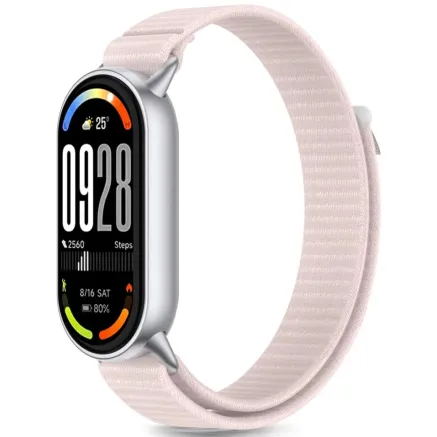 Tech-Protect watch strap Nylon Stripe Xiaomi Smart Band 8/9/10, pink/grey