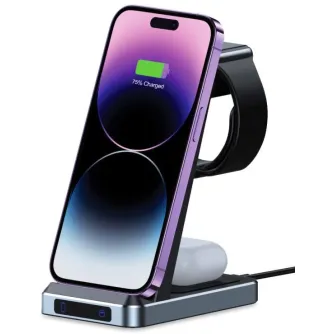 Tech-Protect wireless charger A26 3in1 QI15W, black Tech-Protect wireless charger A26 3in1 QI15W, black