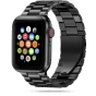 Tech-Protect nerūdijančio plieno laikrodžio dirželis Apple Watch 42mm/44mm, juodas, su saugiu užsegimu ir elegantišku tinkliniu dizainu.