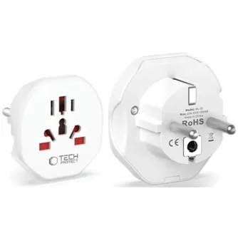 Tech-Protect travel adapter Universal EU, white Tech-Protect travel adapter Universal EU, white