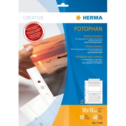 Herma photo sleeve 10x15cm horizontal 10sh, white (7586)