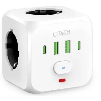 Tech-Protect power adapter PCL3X4 2xUSB/2xUSB-C, white Tech-Protect power adapter PCL3X4 2xUSB/2xUSB-C, white