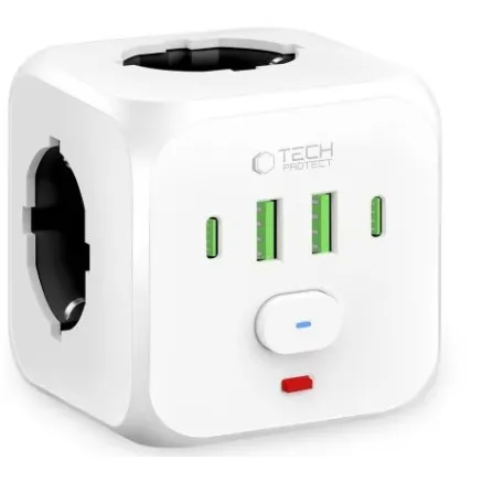 Tech-Protect power adapter PCL3X4 2xUSB/2xUSB-C, white