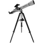 Celestron StarSense Explorer LT80AZ teleskopas, sumontuotas ant tvirto juodo altazimuto stovo, su telefono dokšteliu ir akies surinkimu, patogiam žvaigždžių stebėjimui.
