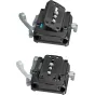 SmallRig 5366 Manfrotto suderinama montavimo plokštė su dvigubu 15mm strypo užtvirtinimu - viršutinis ir šoninis vaizdas į greito atlaisvinimo mechanizmą