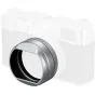 SmallRig 5849 sidabrinis objektyvo dangtelis Fujifilm X100VI/X100V su juodu matiniu vidumi ir tekstūruota išorine danga