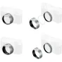 SmallRig 5849 sidabrinis aliumininis objektyvo gaubtas Fujifilm X100VI/X100V su adapteriu ir 49 mm filtrų suderinamumu, rodomas detalus komponentų vaizdas