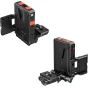 SmallRig 5899 inteligentus V-Mount baterijos adapteris su Arca-Swiss suderinamumu – priekinis ir galinis vaizdas, rodantis dvigubo režimo energijos valdymą, daugiasavio įvestis ir karšto keitimo galimybę.
