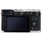 Panasonic Lumix L10 Silver kompaktinė fotokamera, rodanti nugarinę pusę su sukiu ekranu ir patogiais valdymo ratukais greitai keisti nustatymus