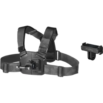 SmallRig krūtinės montūra su greito atleidimo sistema DJI Osmo Action 6/Nano, reguliuojami diržai krūtinės apimčiai 78-120 cm, įtraukiamas atskiras greito atleidimo adapteris.