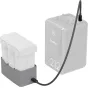SmallRig 6501 65W įkroviklis su USB-C kabeliu, prijungtas prie DJI Mini 5/4/3 Pro baterijos, kompaktiškas dizainas su skaitmeniniais indikatoriais saugiai įkrovimui