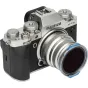 Fujifilm X-T4 kameros objektyvo priekinė dalis su metaline tvirtinimo vieta NiSi JetMag Pro 49 galiniam dangteliui