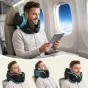 Tech-Protect ComfortRest juodasis kelioninis kaklo pagalvė su reguliuojamu diržu ir nuimamu skalbiamu apvalkalu moderniame biure