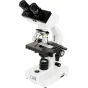Celestron Labs CB1000CF mikroskopas su juodu binokuliniu galvu, keturiais ahromatiniais objektyvais (4x, 10x, 40x, 100x), reguliuojamu LED apšvietimu, mechanine scena ir diafragma.