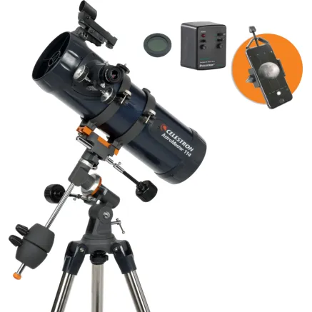 Celestron AstroMaster 114EQ-MD Telescope with Phone Adapter and Moon Filter
