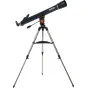 Celestron Astromaster 90 AZ teleskopas ant sidabrinio tripodo, 90 mm refraktorius, greita montavimas be įrankių, sklandus Alt-Az valdymas, įskaičiuoti okuliarai ir Starry Night programinė įranga nakties dangaus stebėjimui.