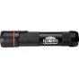 Celestron ThermoTorch 3 Astro Red - juodas žibintuvėlis su raudonais akcentais, tekstūruotu rankena, su 'ELEMENTS by CELESTRON' logotipu ir kalnų grafika, raudonu maitinimo mygtuku ir USB įkrovimo jungtimi lauko naudojimui.