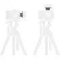 SmallRig V-Mount akumuliatoriaus plokštė pritvirtinta prie Nikon kameros ant trikojo, rodant šoninio ir viršutinio montavimo galimybes su Arca-Swiss ir NATO sąsajomis, siekiant užtikrinti subalansuotą ir netrukdomą stebėjimą.