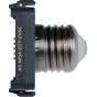 Nanlux Evoke 5C Magnetinis E27 soketas adaptorius su metaliniu paviršiumi ir tamsiai mėlynu plastiko korpusu, turintis magnetinį mechanizmą saugiam E27 lempos prijungimui studijos apšvietimo sistemose.