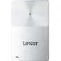 Lexar SSD TouchLock 512GB su 128-bit AES šifravimu ir NFC vieno tūku atvėrimu, su elegantišku metaliniu dizainu, turinčiu gradientą nuo šviesiai pilkos iki tamsiai pilkos ir apvalia užrakto ikona viršutinėje paviršiuje.