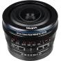 Laowa 4.5-10mm f/2.8 CF Zoom Fisheye Lens Sony E-mount su mėlynu akcentu, įgraviruotomis fokusavimo ilgio žymėmis (4.5-10mm), diafragmos nustatymais (0.1 iki 10) ir fokusavimo atstumo indikatoriais (22-2.8m).