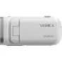 YASHICA JOURNEY vaizdo kamera - Kompakti balta vaizdo kamera su pliekamu ekranu ir sidabriniu objektyvu, ideali tinkanti kelionių vlogams ir sklandžiam įrašymui.