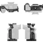 SmallRig 6702 HawkLock Quick Release Cage Sony Alpha 7R VI su NATO bėgiais, šaltu batų tvirtinimu ir Arca-Swiss greito atskyrimo plokšte.