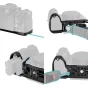SmallRig 6705 Mount Plate for Sony Alpha 7R VI pritvirtinta prie kameros pamato, rodant saugų 1/4"-20 varžto tvirtinimą ir apsaugines pagalvėles apačioje.