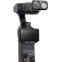 NiSi Variable ND 1-5 žingsnių magnetinis filtras Insta360 Luna Ultra, parodytas atskirai ant gimbalio, su žingsnių rankena ir ultratenku rėmu, kad būtų užtikrintas sklandus kinematografinis judesio neryškumas