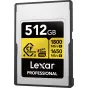 Lexar CFexpress 4.0 Pro Gold 512GB atminties kortelė su 1800MB/s skaitymo ir 1650MB/s rašymo greičiu, IP68 atsparumu ir 8K RAW vaizdo palaikymu