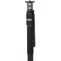 SIRUI Monopod SVM-165P su Rapid System, su tekstūru juodu rankena, sidabriniu juosteliu ir žymėtu diržu, pagamintas iš anglies pluošto, idealiai tinka lengvai fotografijai.