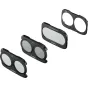 SmallRig 6477 Split Filter Kit DJI Osmo Pocket 4P su CPL, VND1-5 ir 1/4 Black Mist filtrais, pabrėžiant dvigubos tvirtinimo konstrukcijos ir optinio stiklo savybes kino apšvietimo kontrolei.