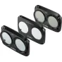 SmallRig 6649 Filter Kit for DJI Osmo Pocket 4P su VND1-5 reguliuojamu ND filtru, 1/4 juodu difuziniu filtru ir CPL poliarizatoriumi, visi juodame metaliniame korpuse su SmallRig logotipu ir optinio stiklo objektyvais.